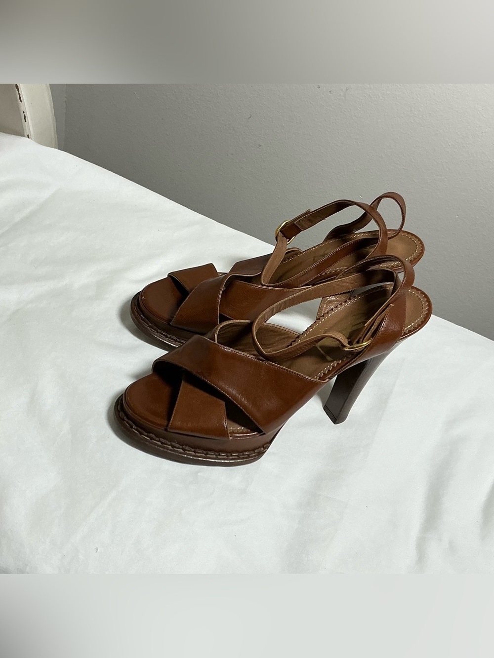 Yves Saint Laurent | Vintage Crisscross Strap Slingback High Heel Sandal